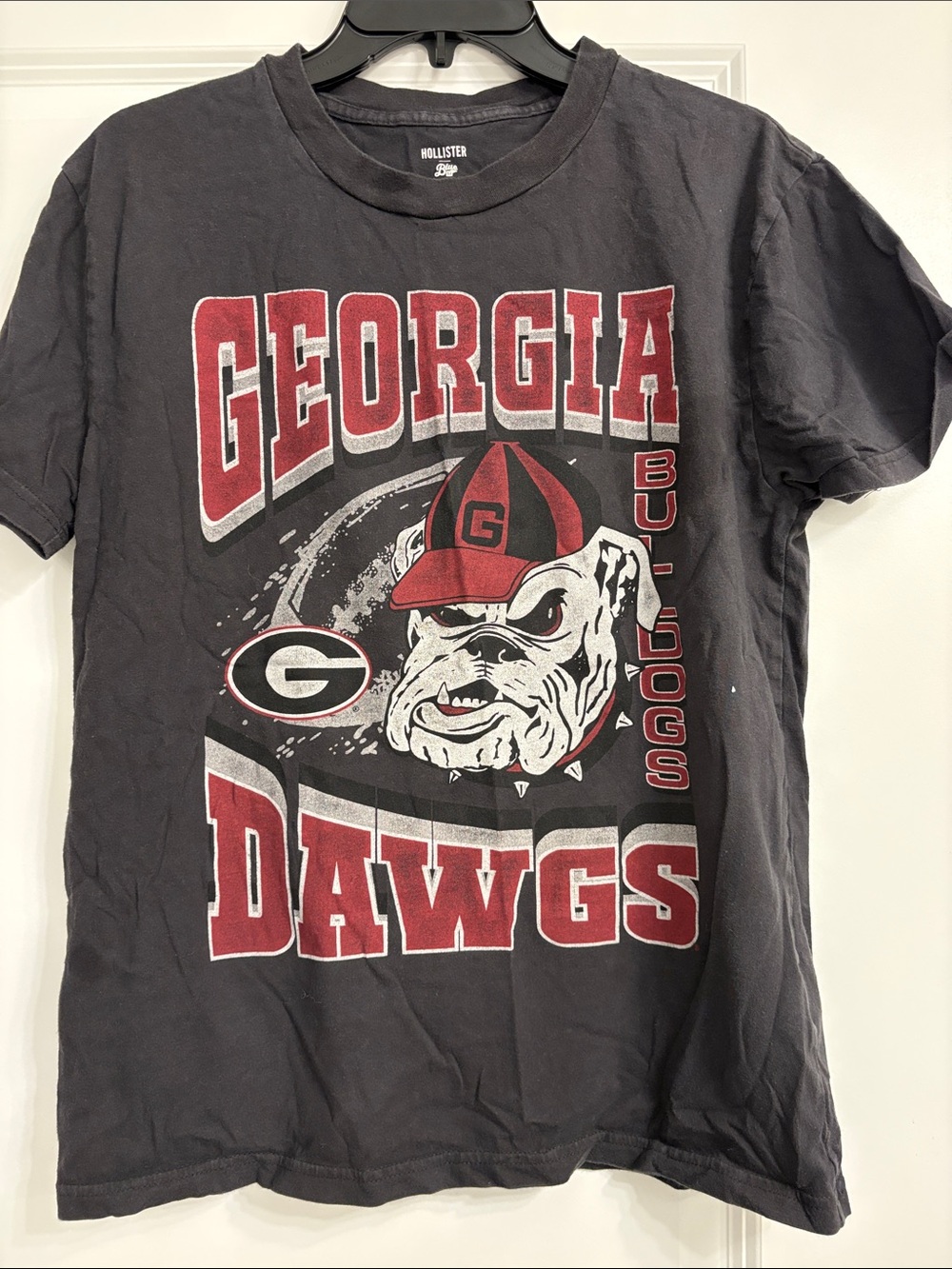 Hollister Black and Red Georgia Dawgs Graphic Tee